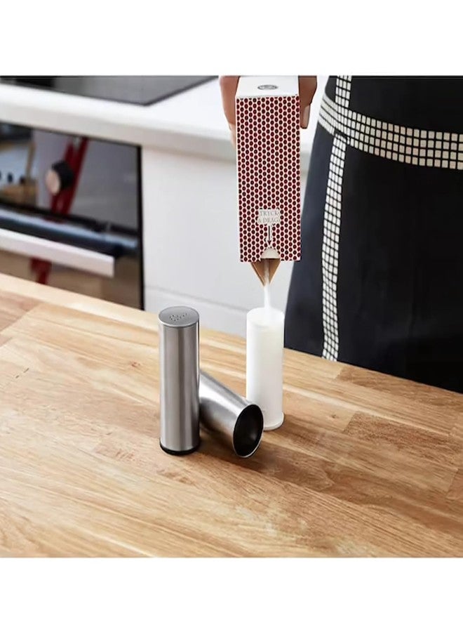 Patel's Kitchen Stainless Steel Salt and Pepper Shaker Set, Modern Cylindrical Design, 2-Piece - Image 4